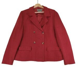 Vintage Jaeger Red Twill Double-breasted Blazer Jacket Women's Size‎ XL